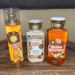 Bath & Body Works Golden Sunflower Mist, Body Wash & Body Lotion set